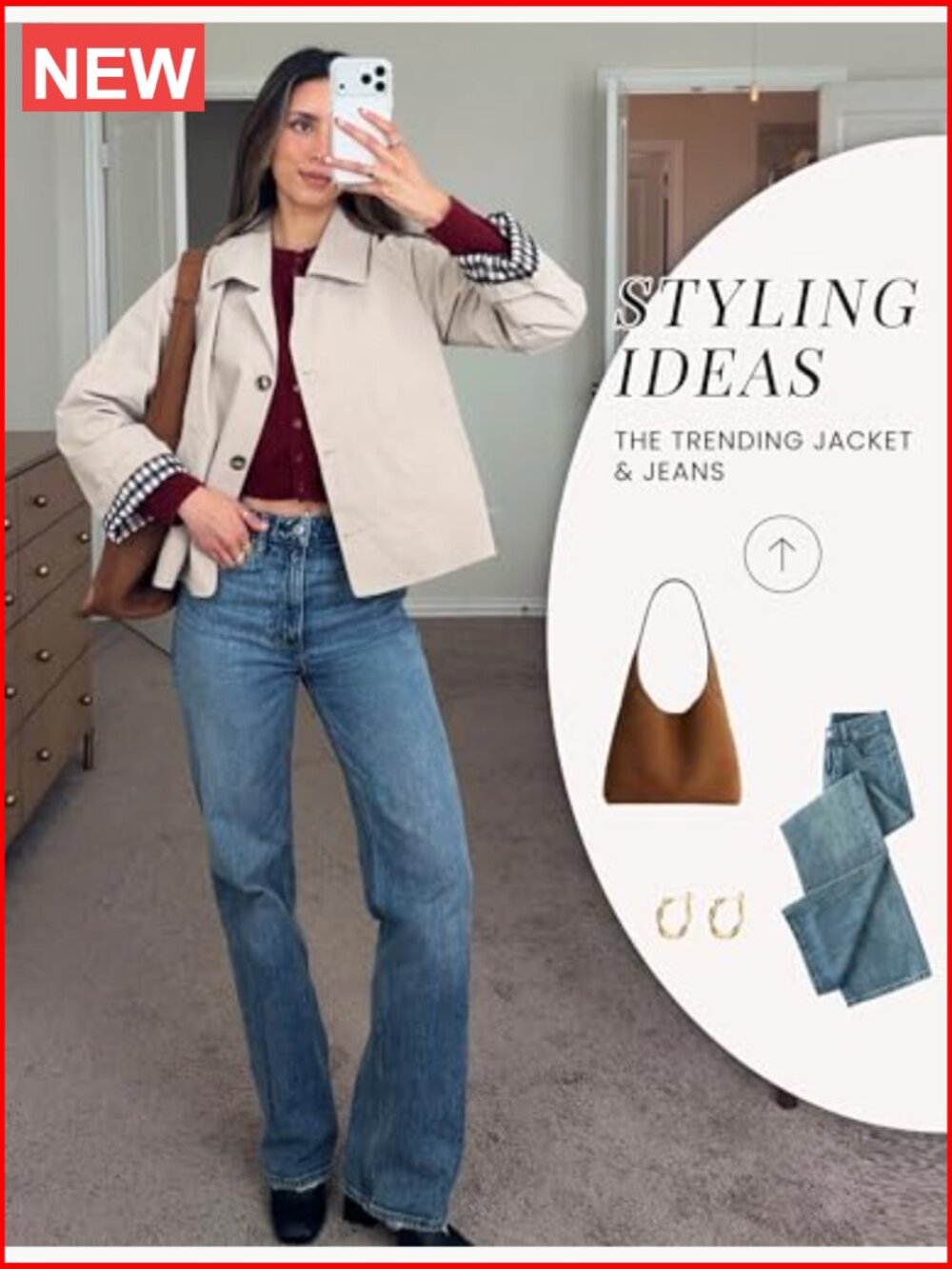 Lightweight Trench Jacket with Plaid Lining Button Front Casual Outerwear - Picture 5 of 7